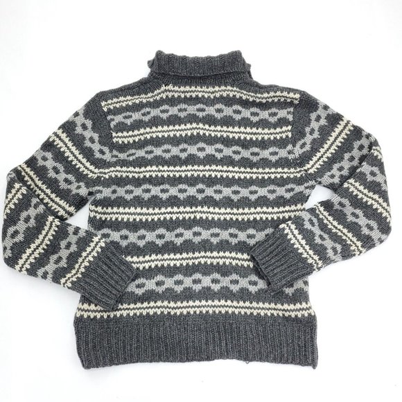 H&M LOGG Sweater Men Medium Gray White 1/4 Button Hand Knitted Pullover Wool - Picture 11 of 12